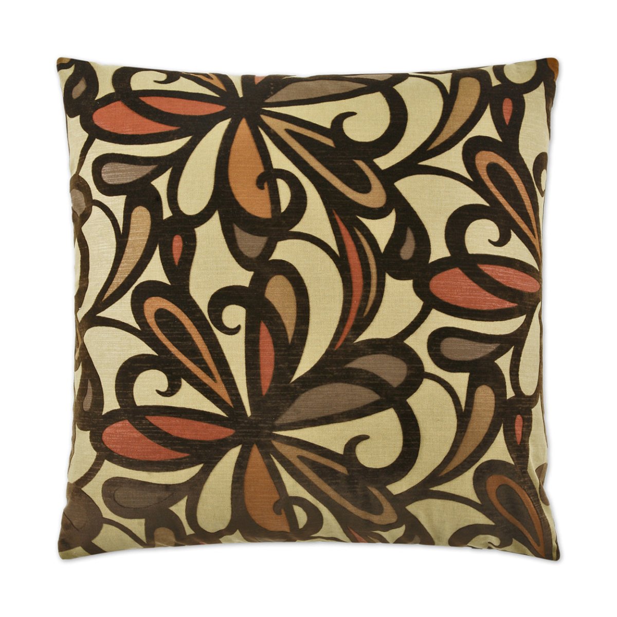 Fanfare Pillow in Burgundy - front view, floral design by D.V. KAP Home