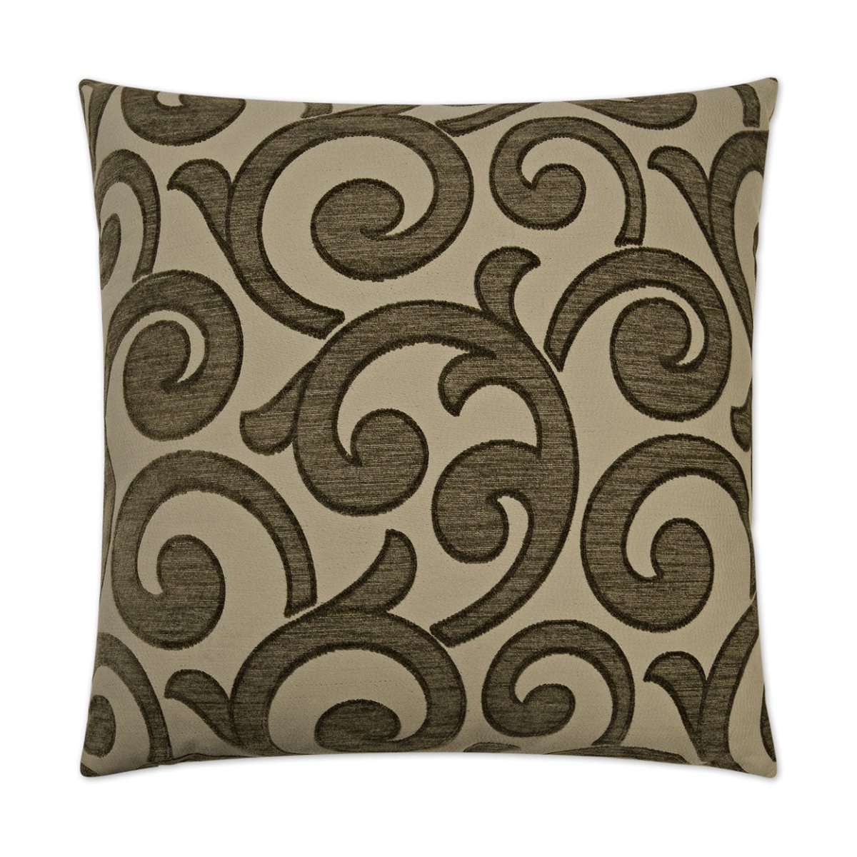 Key Pillow in Taupe - front view, traditional tan and taupe design by D.V. KAP Home