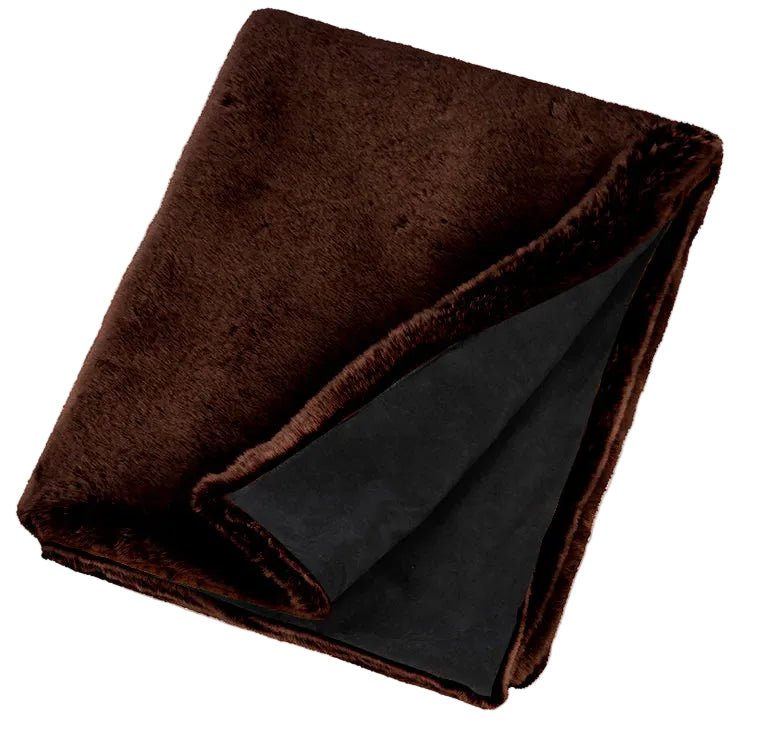 Faux Fur Throw in Chocolate Brown - Evelyne Prelonge Blankets at Fig Linens and Home 1