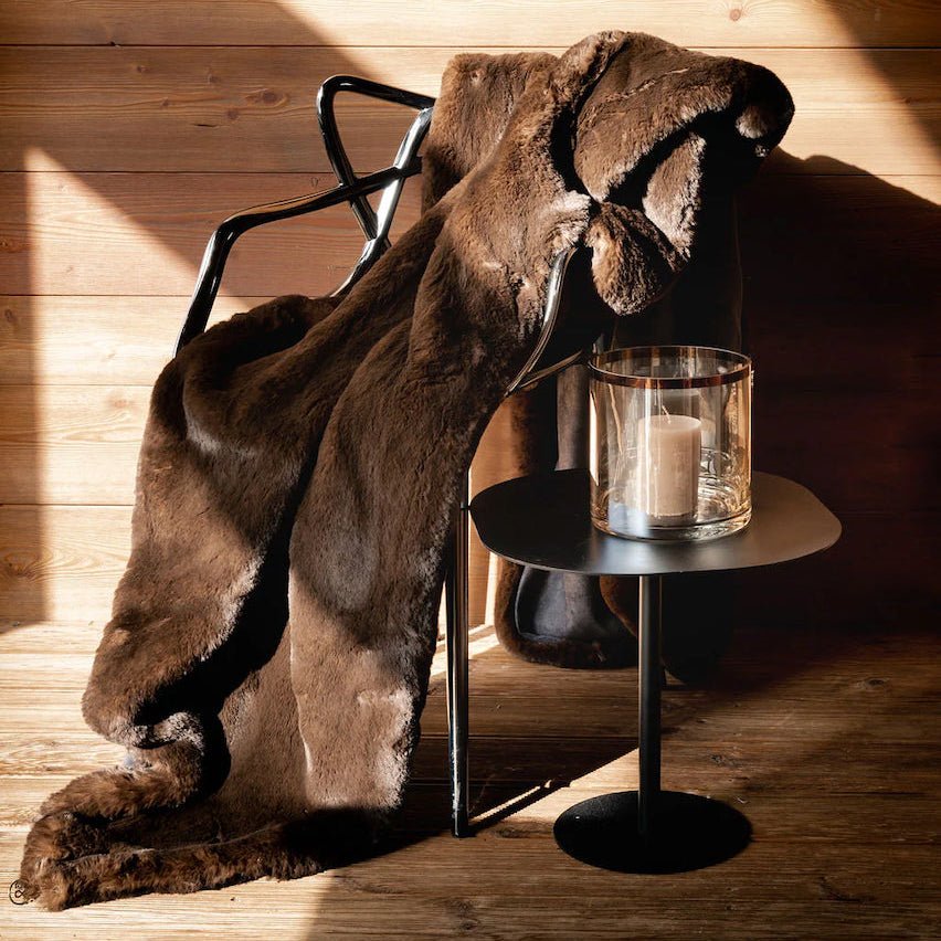 Faux Fur Throw in Chocolate Brown - Evelyne Prelonge Blankets at Fig Linens and Home 3