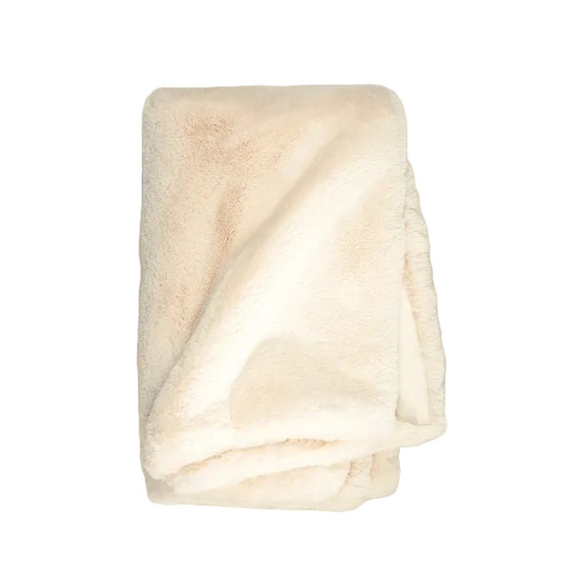 Creme Faux Fur Throw by Evelyne Prélonge at Fig Linens and Home