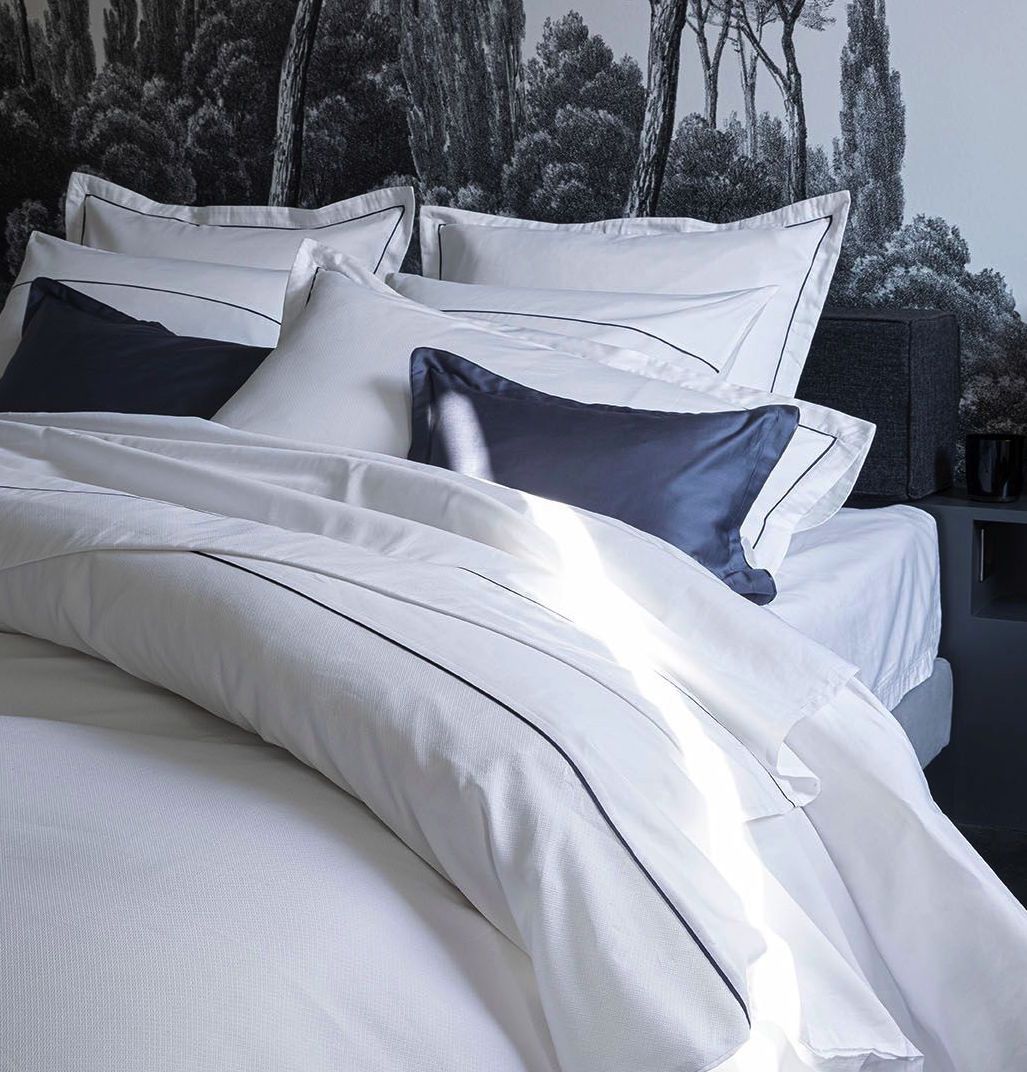 Fig Linens - Orsay Snow & Navy Bedding by Alexandre Turpault