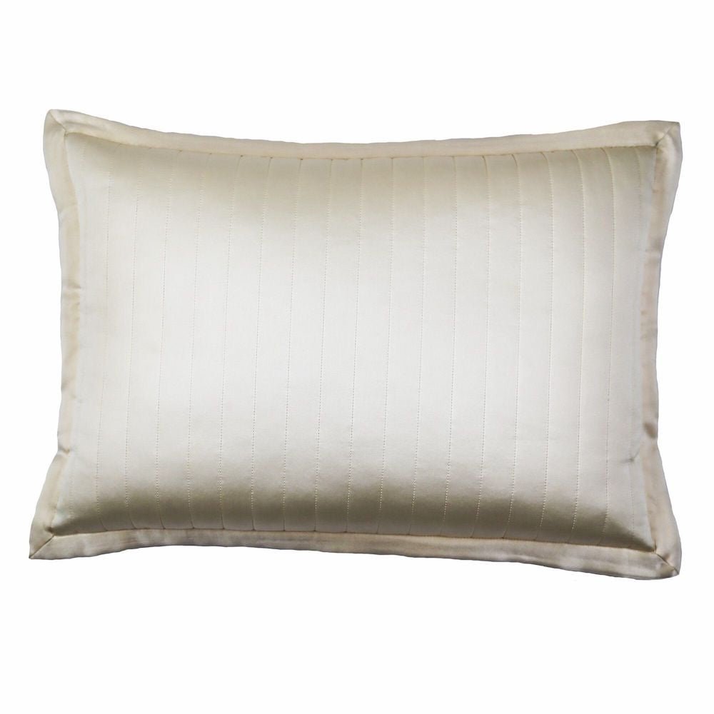 Fig Linens - Charmeuse Channel Quilted Ivory Sham by Ann Gish