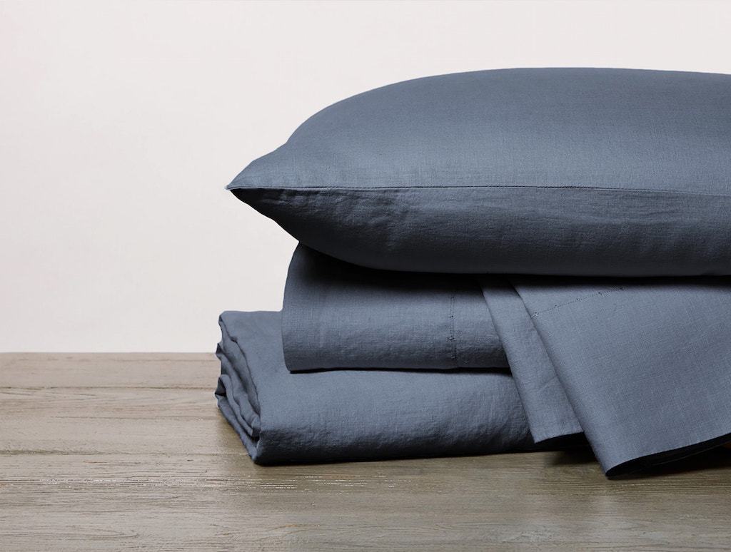 Fig Linens - Coyuchi Organic Linen Chambray Bedding - Harbor Blue