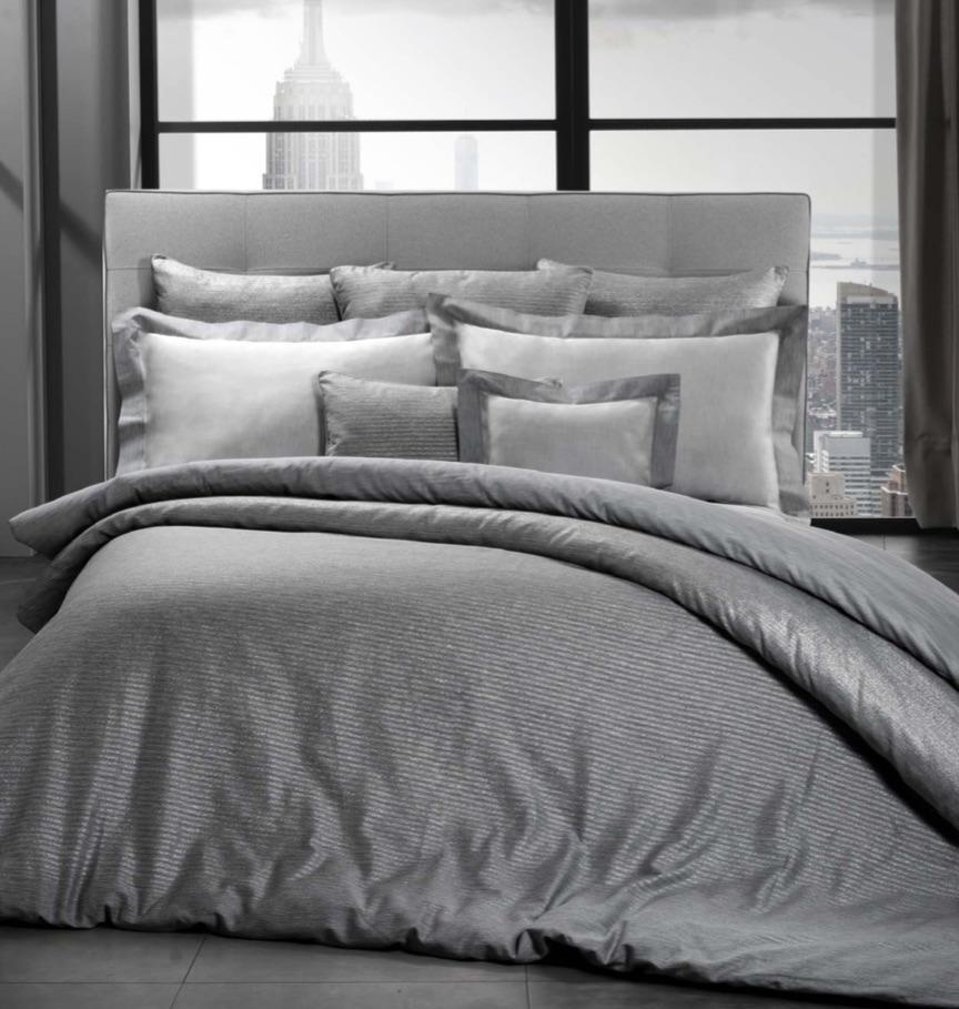 Luce Silver Lurex Jacquard Bedding by Dea Linens | Fig Linens