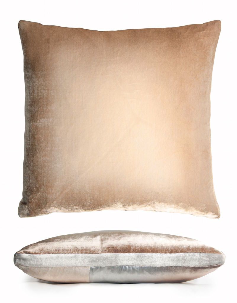 Kevin O'Brien Studio Latte Velvet Color Block Pillow - Back - Fig Linens