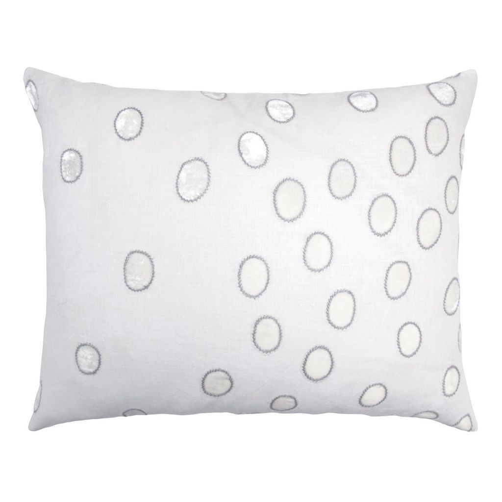 Fig Linens - Kevin O'Brien Studio Ovals White & Grey Velvet Appliqué Decorative Pillows