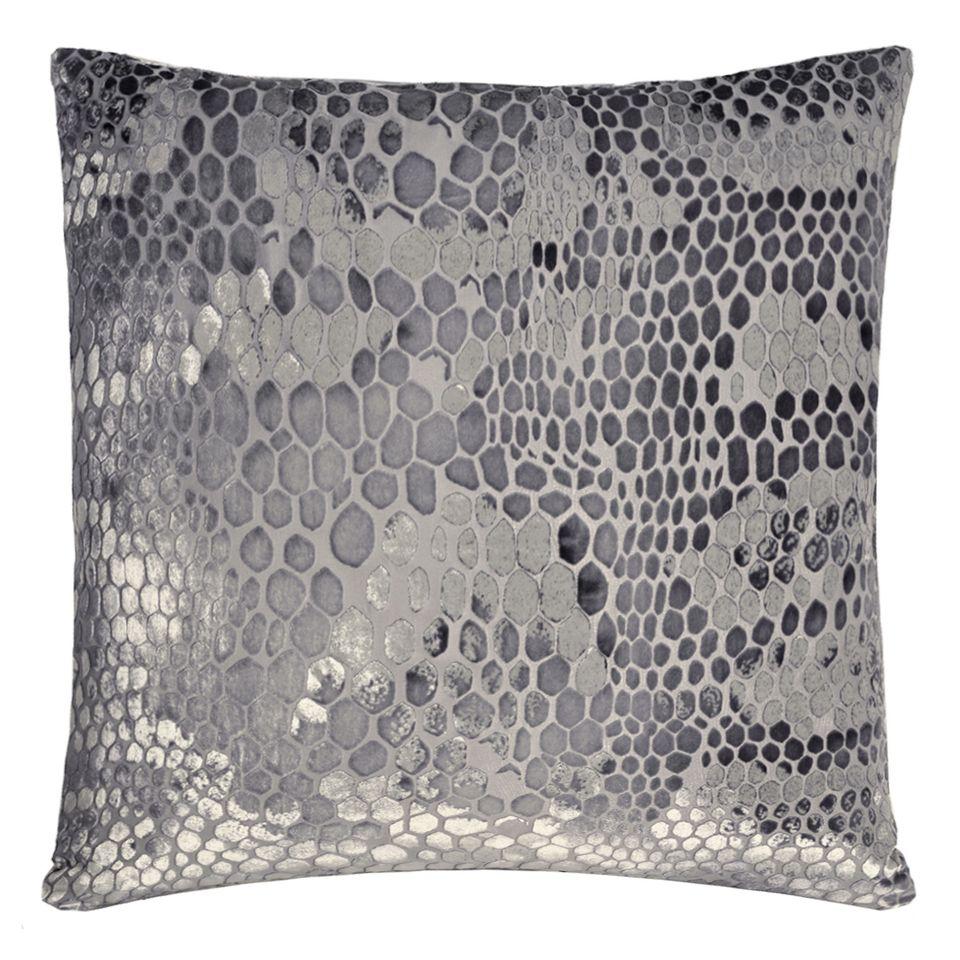 Kevin O’Brien Studio Silver Gray Snakeskin Velvet Pillows by Kevin O'Brien Studio - 18” x 18” Silver Gray at FIG LINENS AND HOME - 1