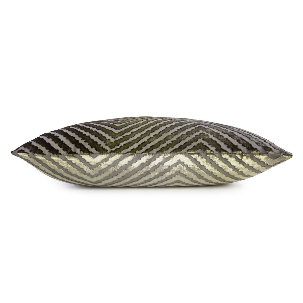 Fig Linens - Oregano Chevron Decorative Pillow by Kevin O'Brien Studio - Side