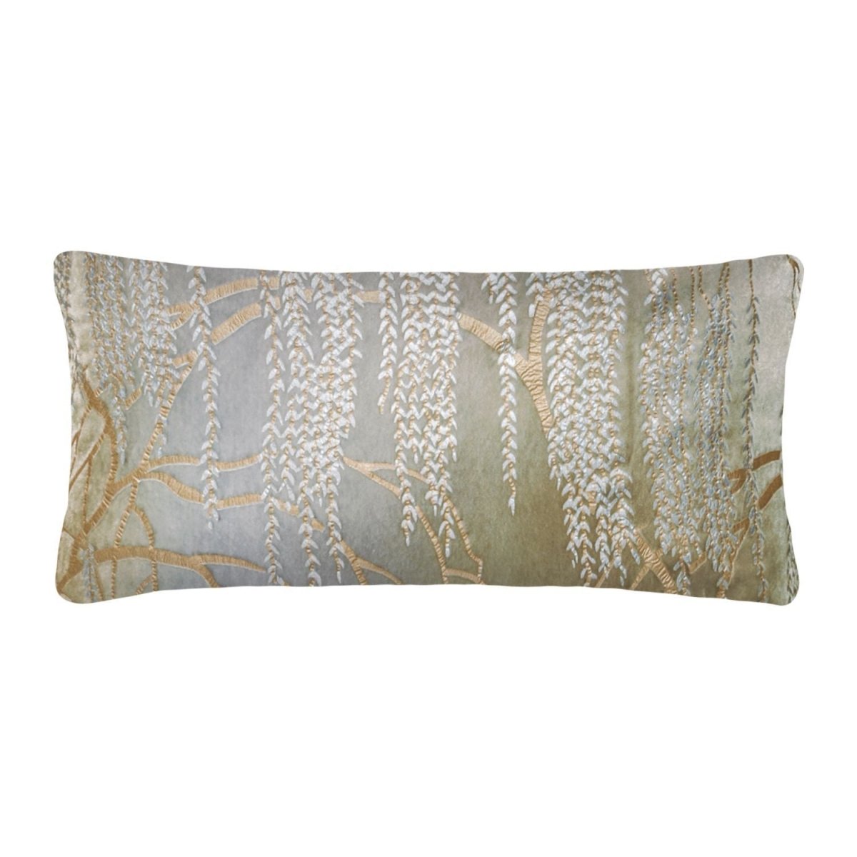 Fig Linens - Metallic Willow Nickel Velvet Boudoir Pillows - Kevin O'Brien Studio