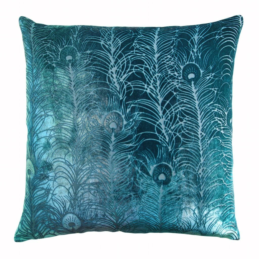 Fig Linens - Pacific Peacock Feather Decorative Pillow by Kevin O'Brien Studio