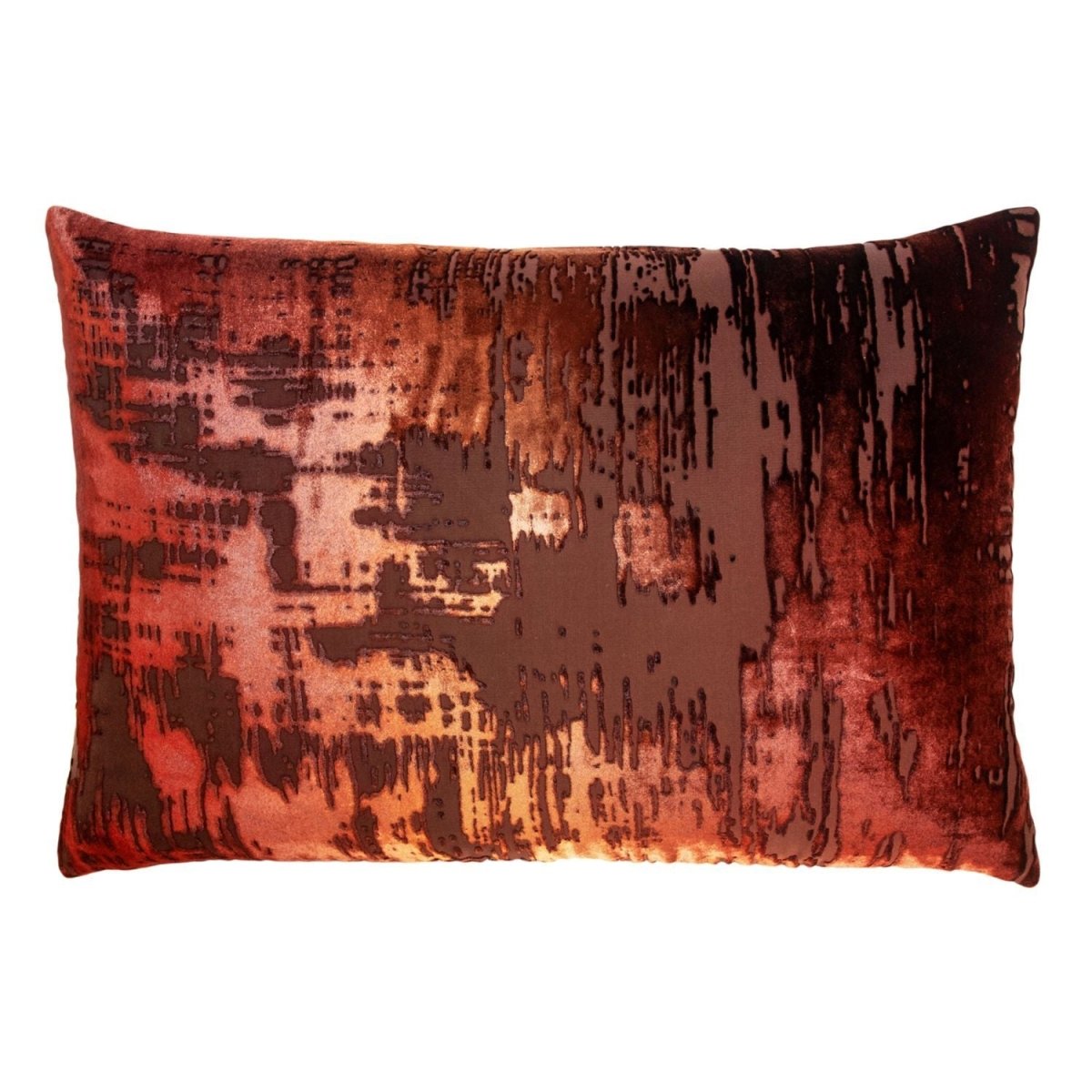 Fig Linens - Paprika Brushstroke Velvet Decorative Pillow by Kevin O'Brien Studio