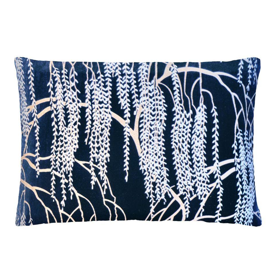 Metallic Willow Cobalt Black Velvet Boudoir Pillows - Fig Linens