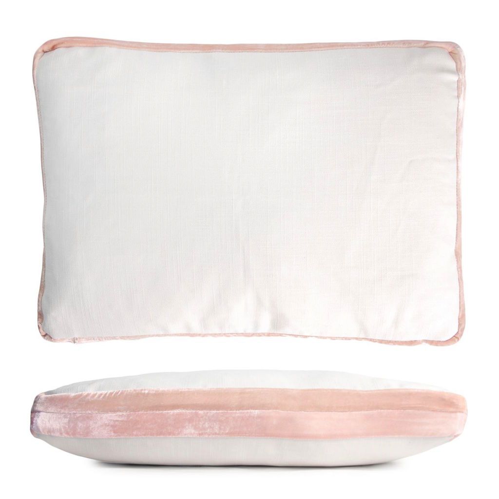 Fig Linens - White & Blush Double Tuxedo Boudoir Pillow by Kevin O'Brien Studio