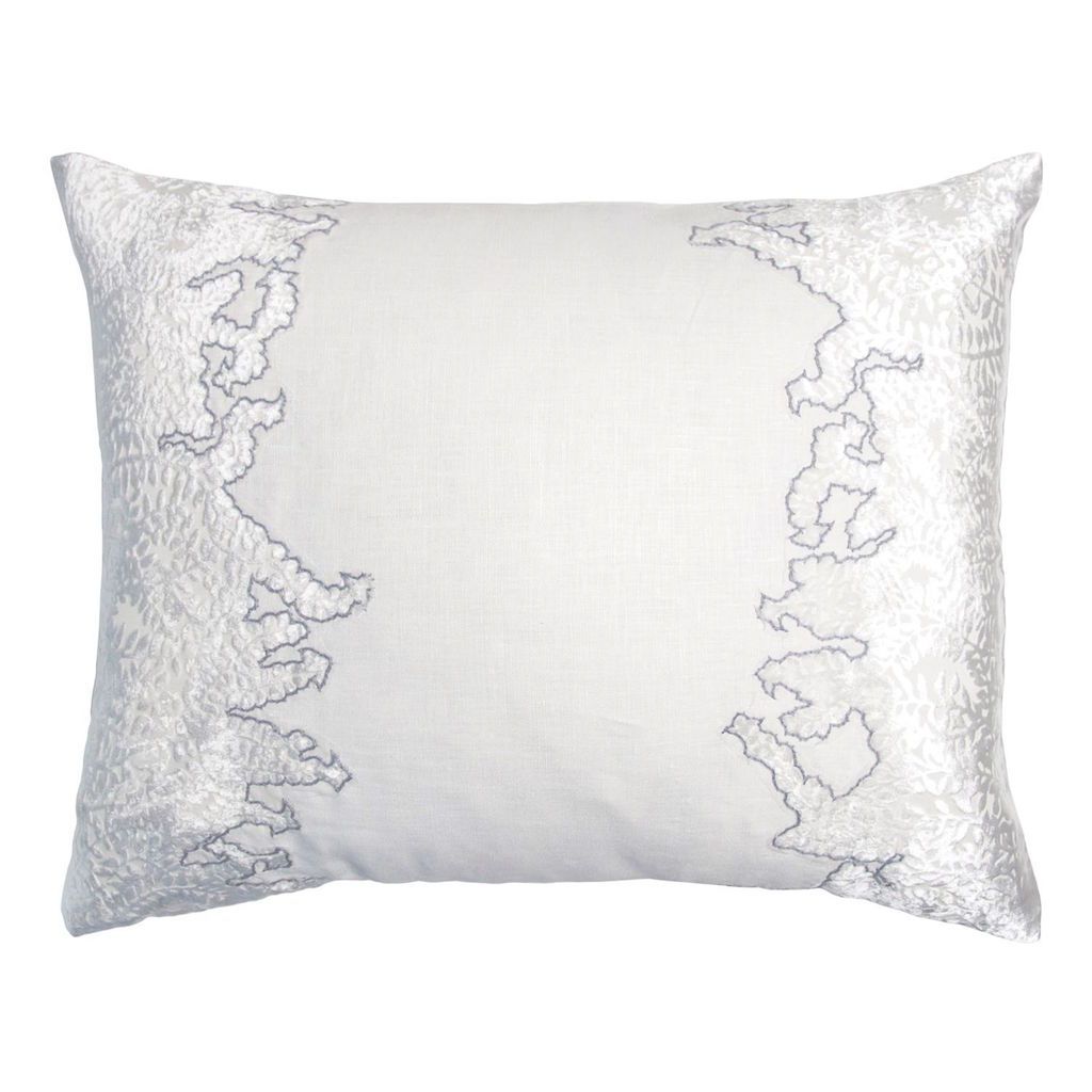 Ferns White & Grey Velvet Appliqué Pillow by Kevin O'Brien Studio