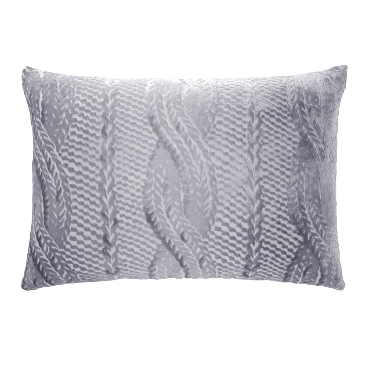 Silver Grey Cable Knit Velvet Pillow by Kevin O'Brien Studio - Fig Linens