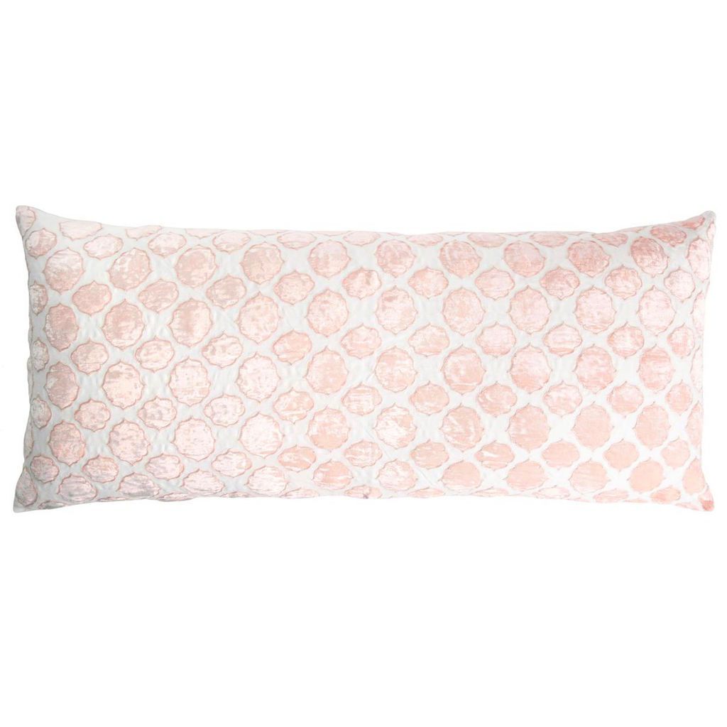 Fig Linens - Blossom Tile Velvet Appliqué Large Boudoir Pillow by Kevin O'Brien Studio