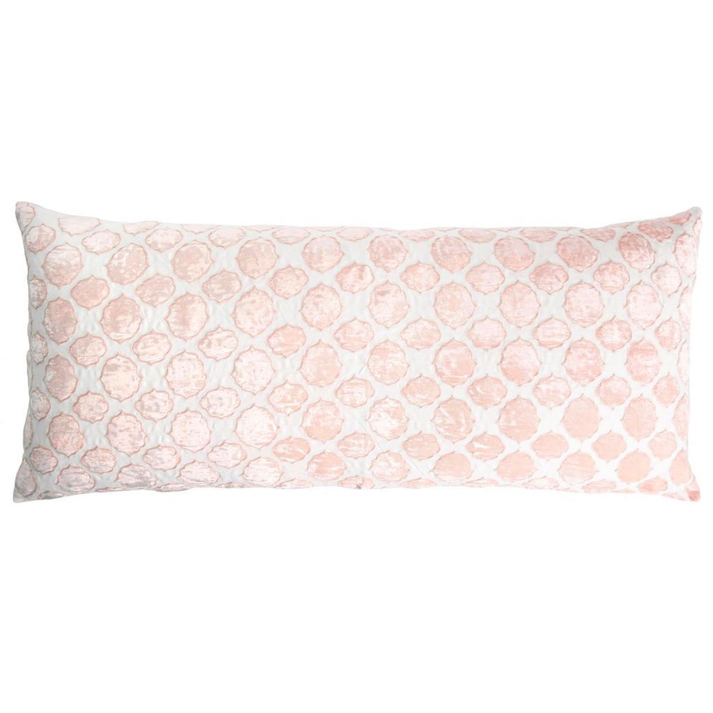 Fig Linens - Blossom Tile Velvet Appliqué Large Boudoir Pillow by Kevin O'Brien Studio