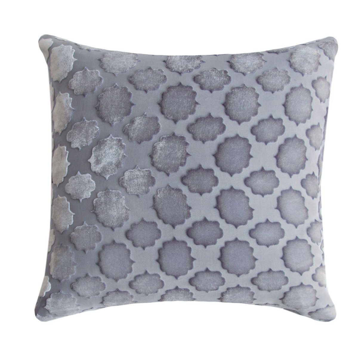 Fig Linens - Mod Fretwork Silver Gray Velvet Pillows by Kevin O’Brien Studio