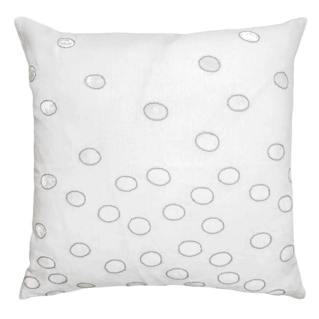 Fig Linens - Kevin O'Brien Studio Ovals White & Grey Velvet Appliqué Pillows