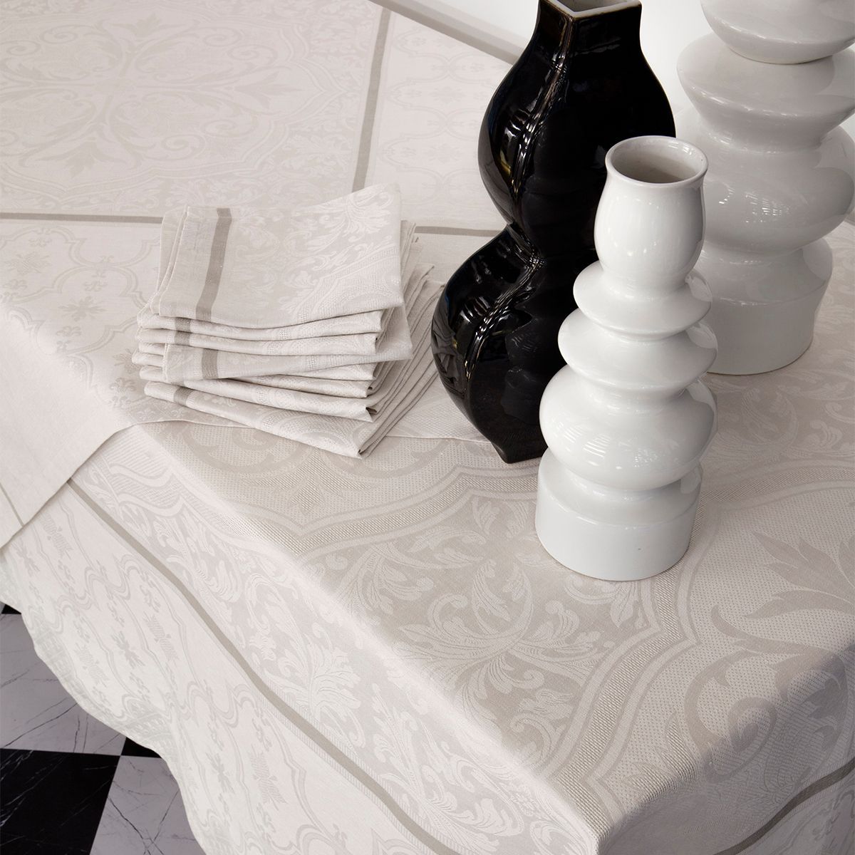 Fig Linens - Armoiries Off White Table Linens by Le Jacquard Français