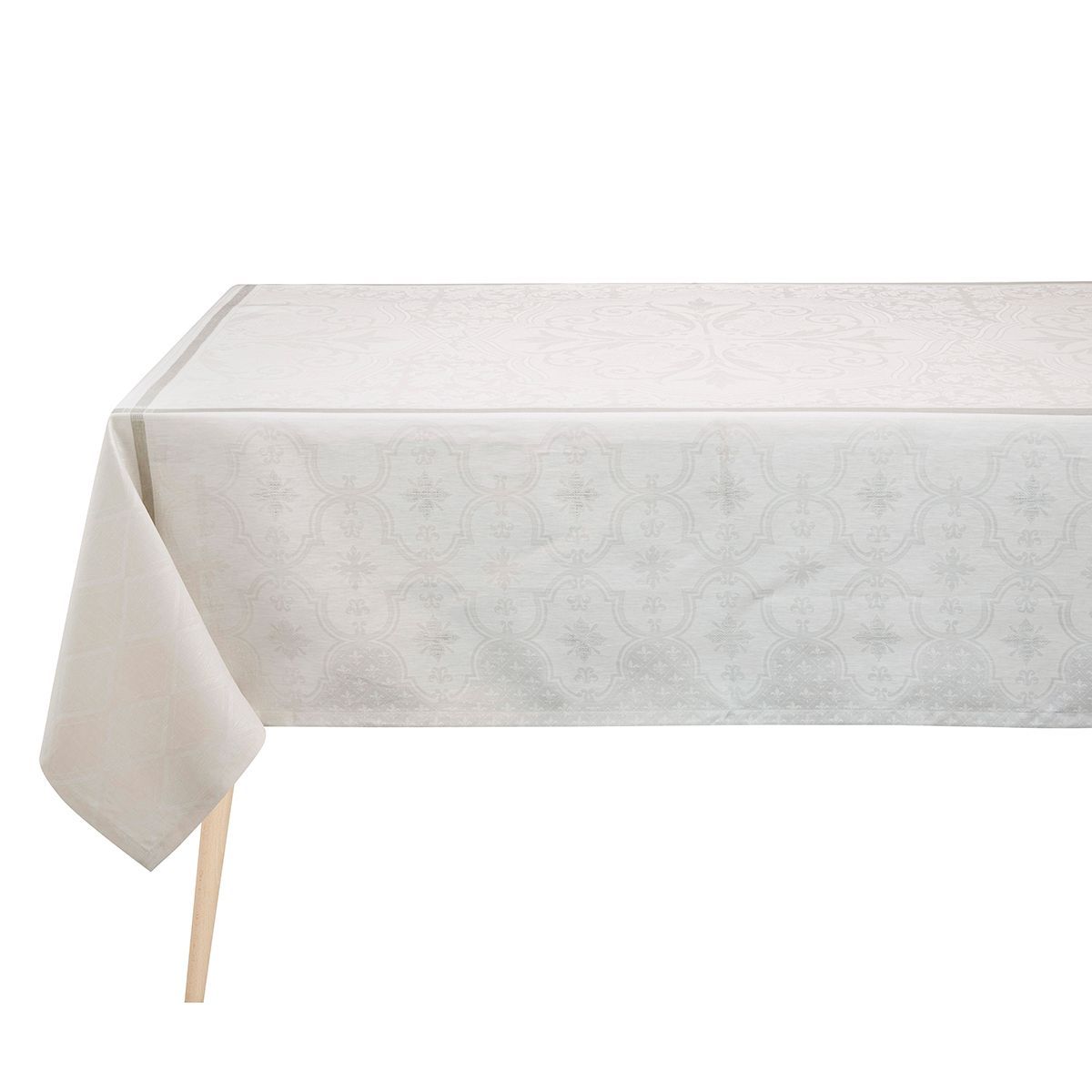 Fig Linens - Armoiries Off White Linen Tablecloth by Le Jacquard Français