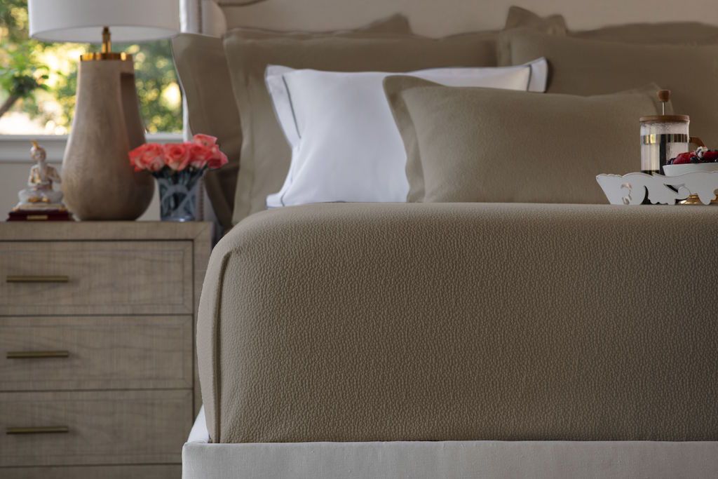 Fig Linens - Gigi Taupe Matelassé Coverlet by Lili Alessandra