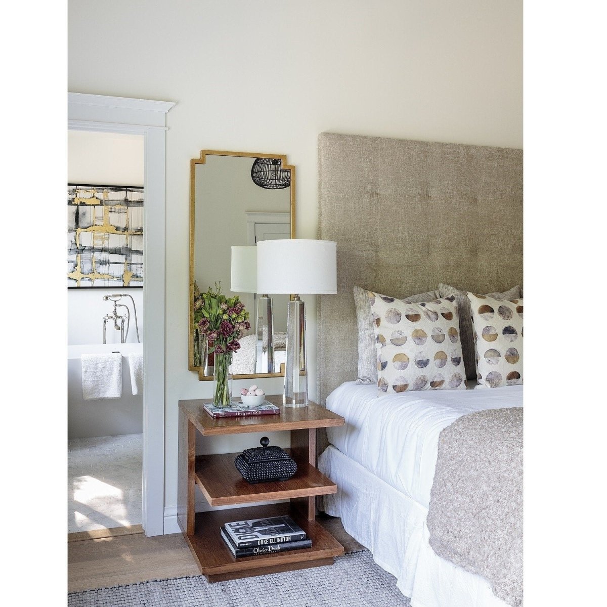 Fig Linens - Mirror Image Home - Burnished Gold Wall Mirror - Lifestyle