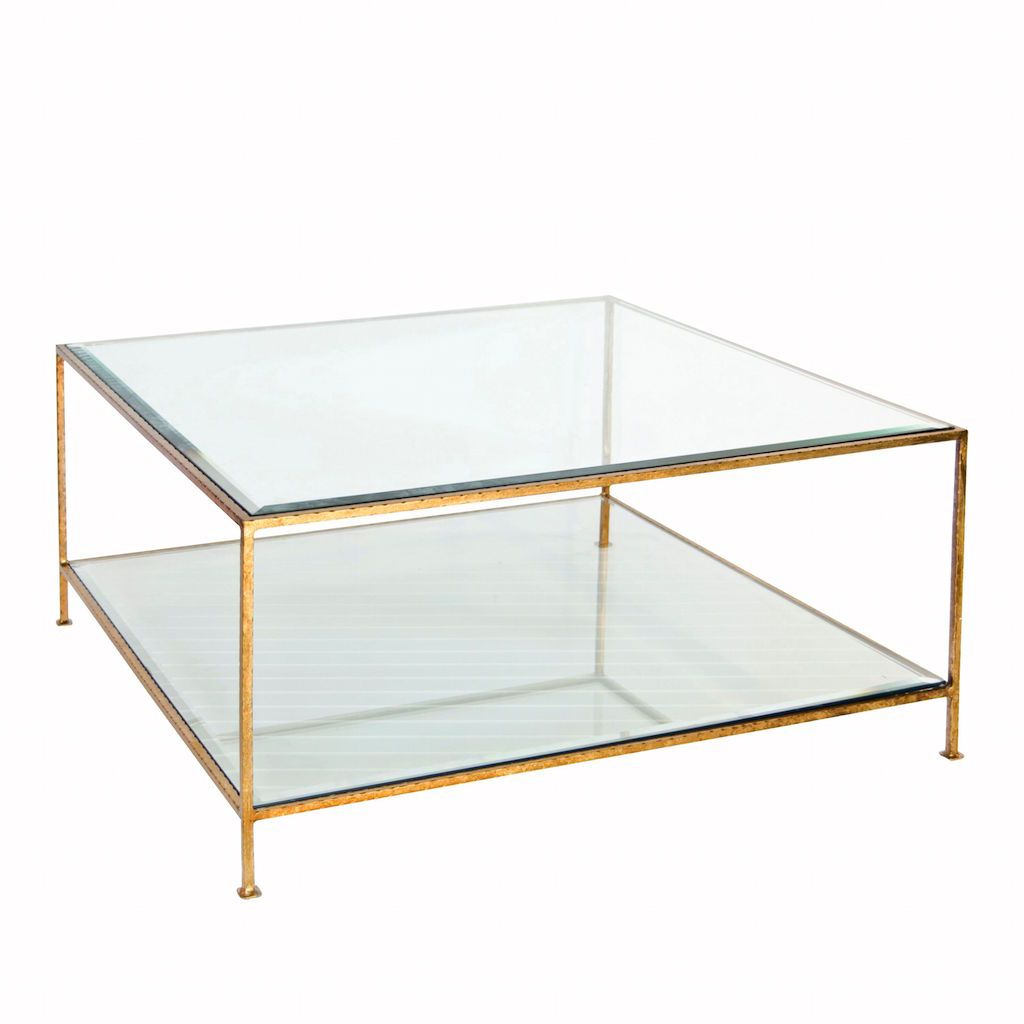 Quadro Gold & Glass Square Coffee Table | Fig Linens and Home