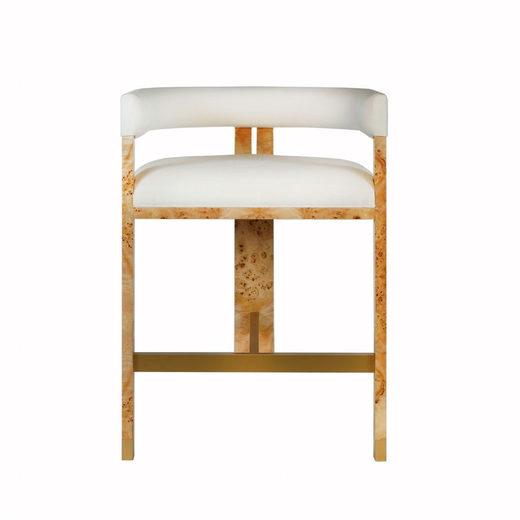 Fig Linens - Cruise Burl Wood Accent Counter Stool by Worlds Away
