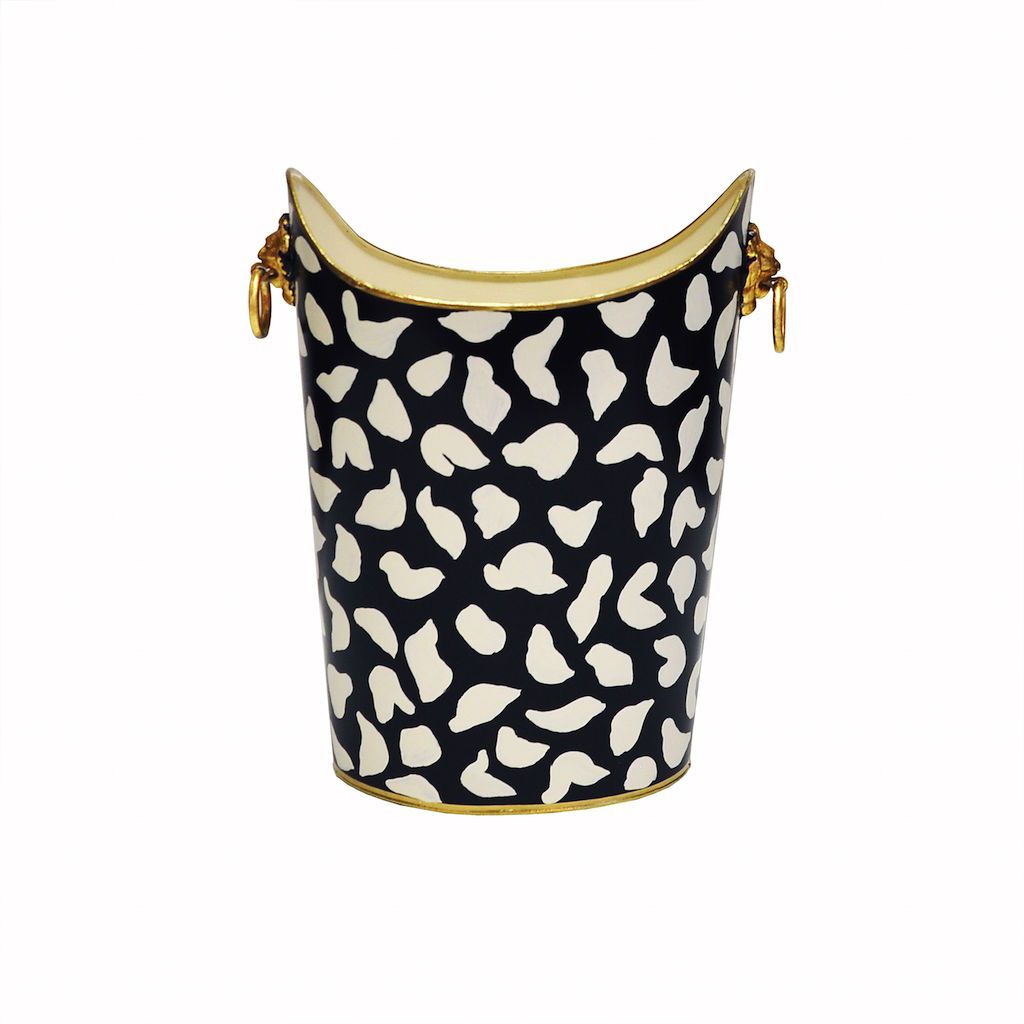 Fig Linens - Worlds Away Leopard Print Wastebasket