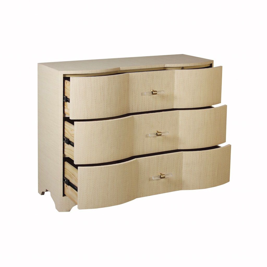 Worlds Away Plymouth Natural Grasscloth Drawer Chest - Angle - Fig Linens and Home