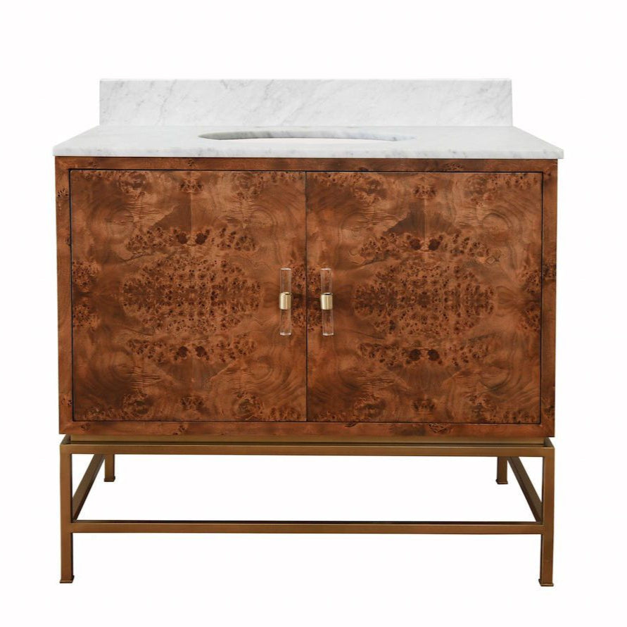 Clifford Dark Burl Wood Bath Vanity by Worlds Away | Fig Linens and Home