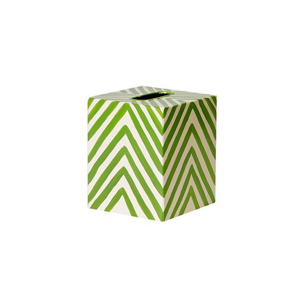 Green &amp; Cream Zebra Tissue Box Cover by Worlds Away | Fig Linens
