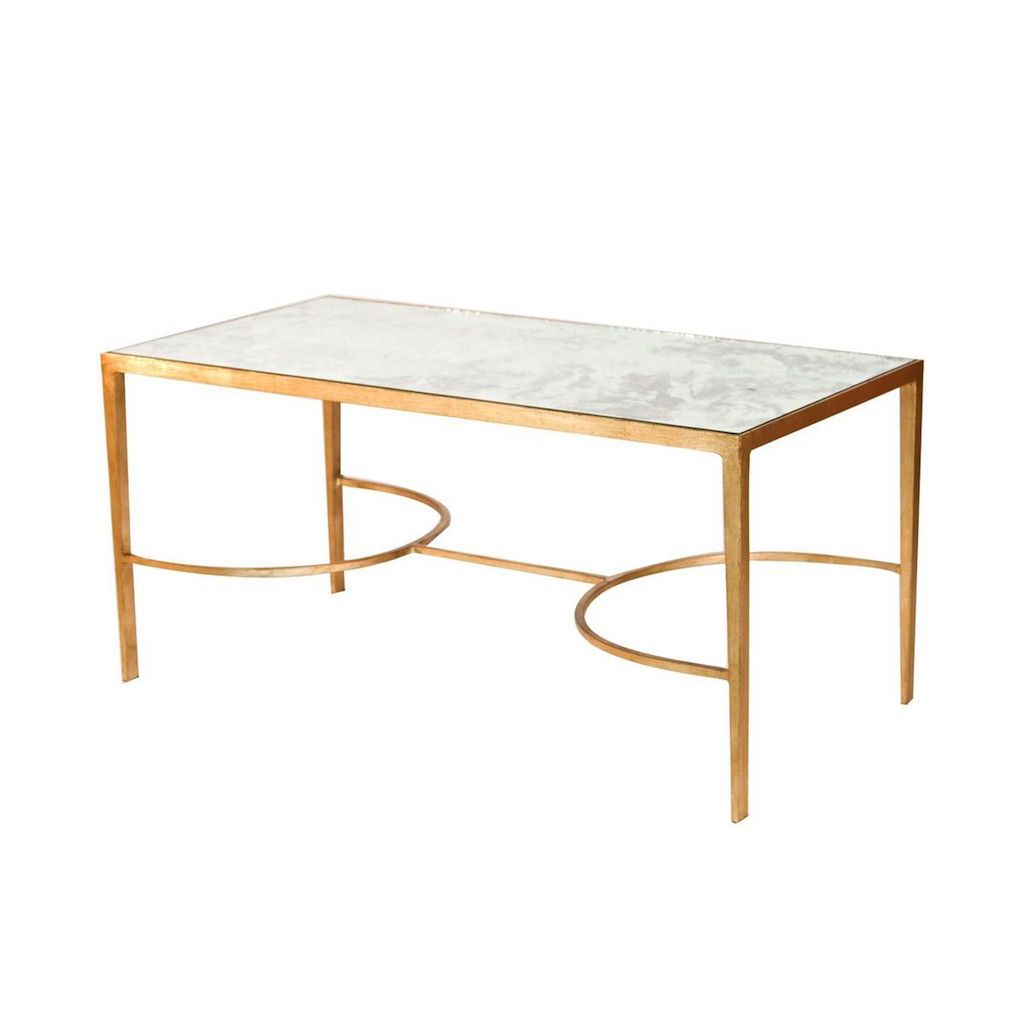 Gold Leaf & Antique Mirror Coffee Table by Worlds Away | Fig Linens