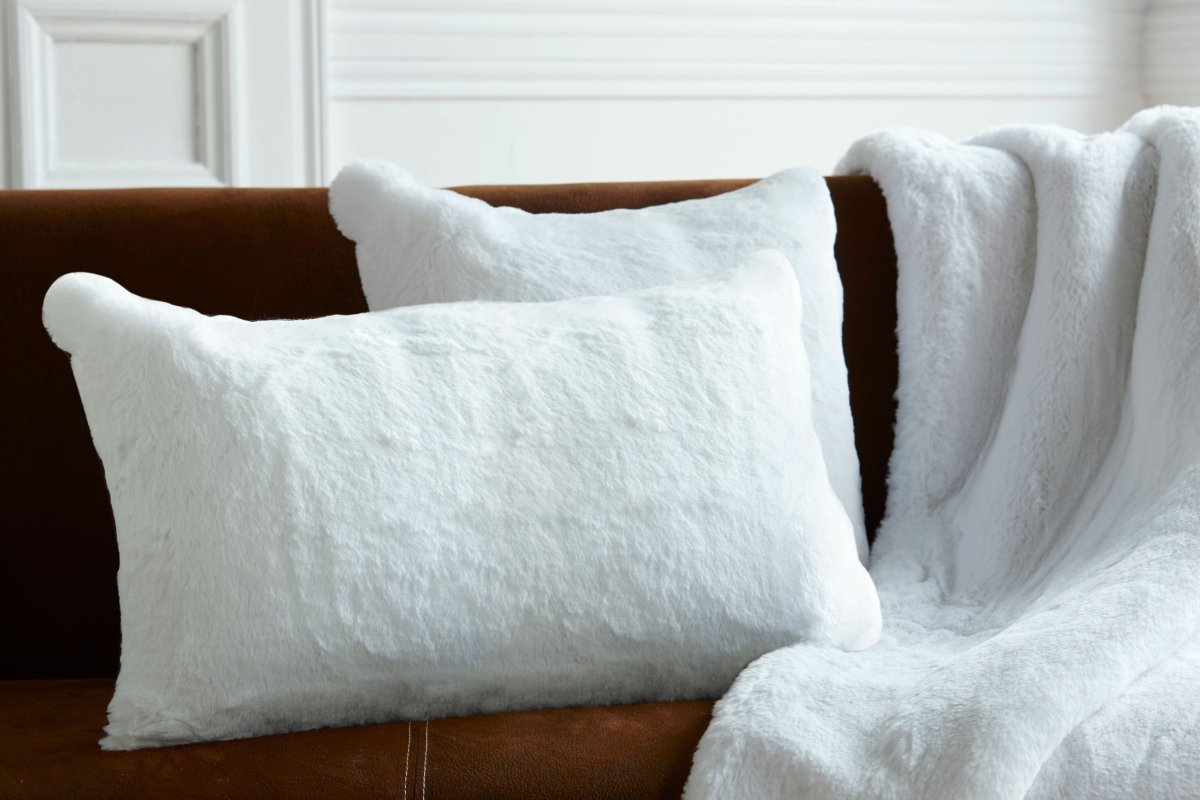 White Faux Fur Pillow by Evelyne Prélonge | Fig Linens and Home