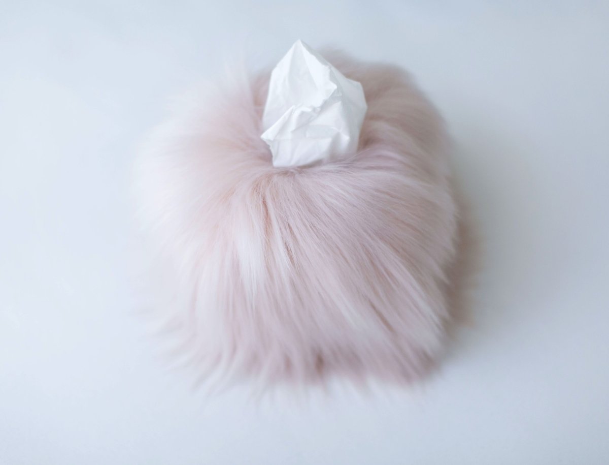 Himalaya Blush Faux Fur Tissue Box Cover | Fig Linens
