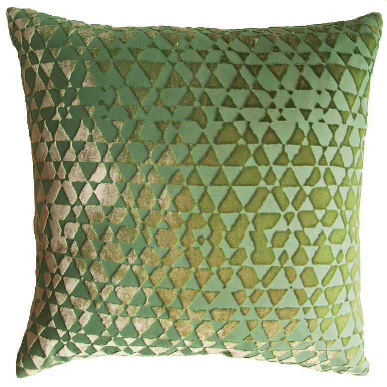 Triangles Grass Velvet Pillows by Kevin O'Brien Studio | Fig Linens