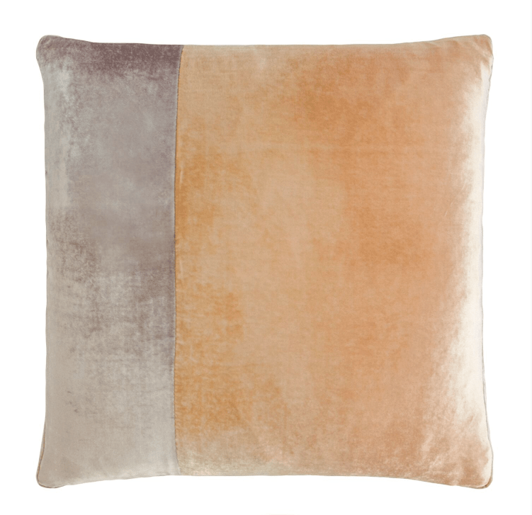 Fig Linens - Kevin O'Brien Studio Velvet Color Block Decorative Pillow - Mango