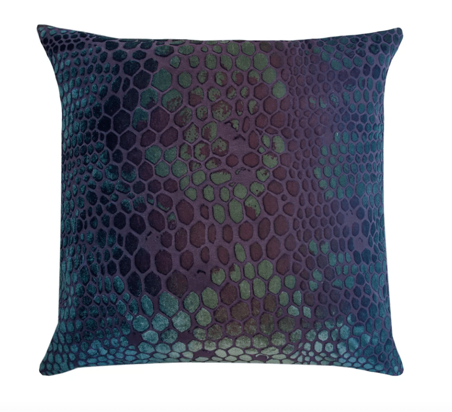 Kevin O'Brien Studio Snakeskin Velvet Pillows in Peacock | Fig Linens