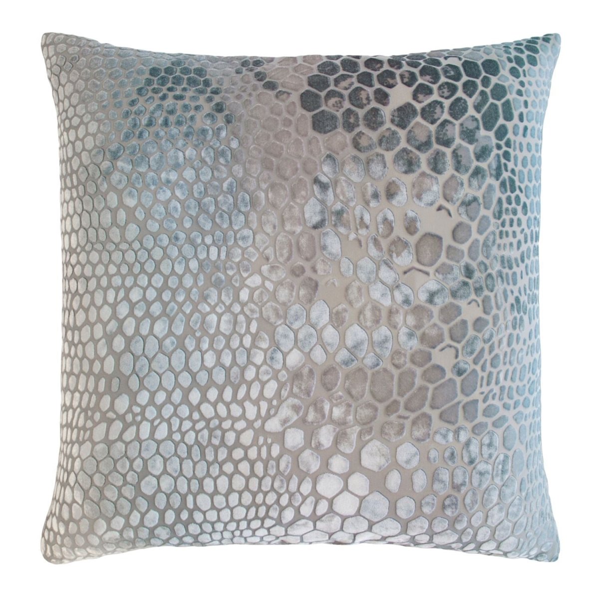 Fig Linens - Kevin O'Brien Studio Snakeskin Velvet Square Throw Pillows in Robin's Egg