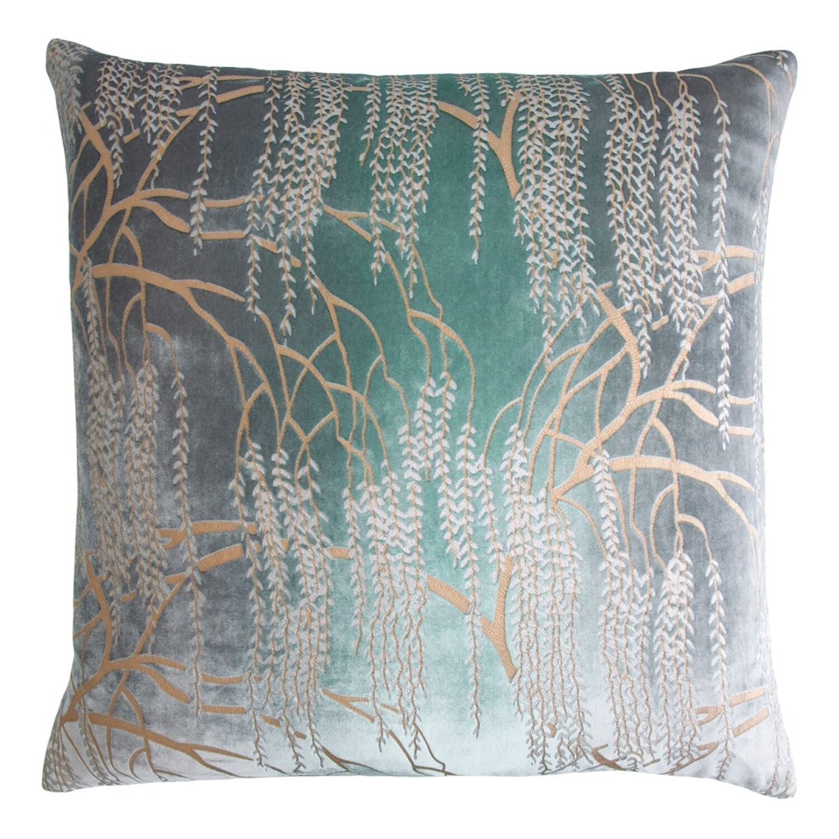 Fig Linens - Metallic Jade Willow Velvet Pillows by Kevin O'Brien Studio