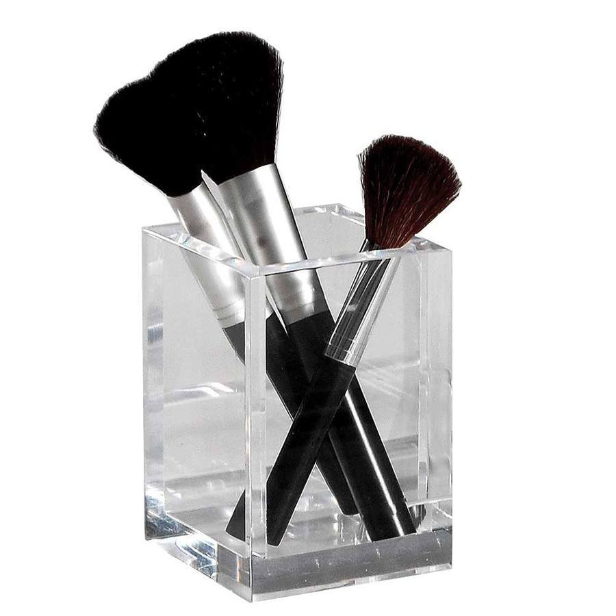 Mike + Ally Ice Clear Lucite Bath Accessories by Mike + Ally - Solid Ice Brush Holder (3 in W X 4.75 in H) at FIG LINENS AND HOME - 15