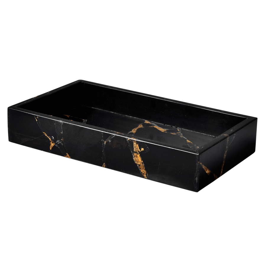 Fig Linens - Mike and Ally Obsidian and Gold Tray