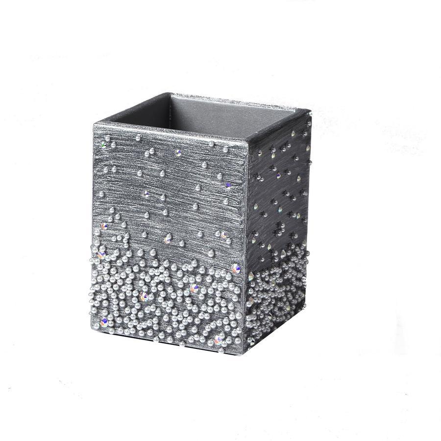 Fig Linens - Mike + Ally Caviar Platinum and Silver Brush Holder