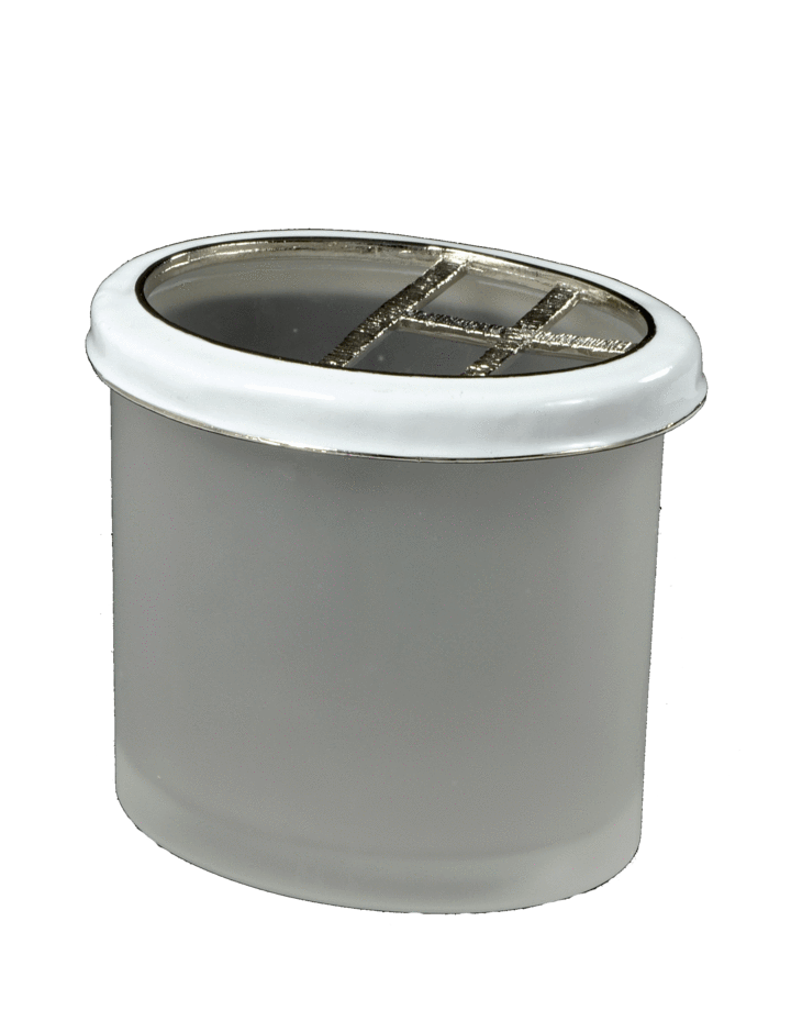 Fig Linens - Mike + Ally White Enamel Bathroom Accessories - Oval Toothbrush holder