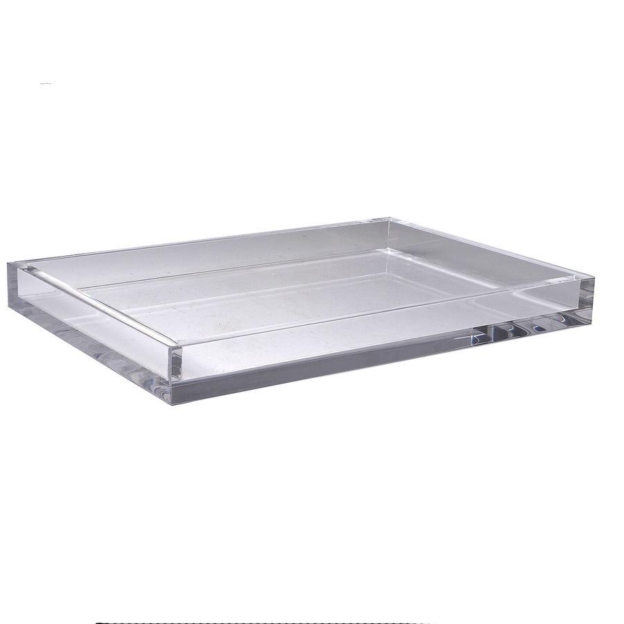 Mike + Ally Ice Clear Lucite Bath Accessories by Mike + Ally - Solid Ice 3X Magnifying Mirror (5 in W X 5 in L X 13.5 in H) at FIG LINENS AND HOME - 10