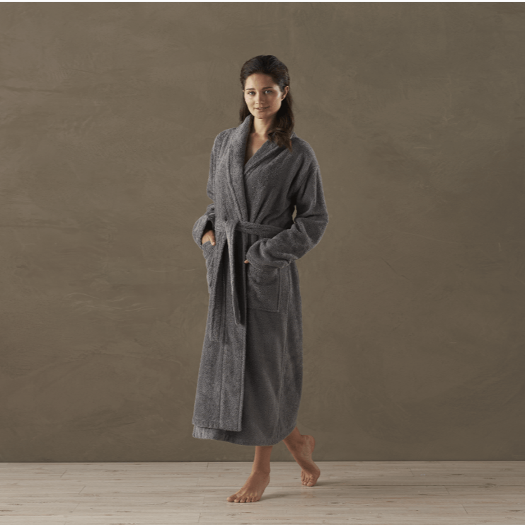 Coyuchi Cloud Loom Organic Slate Gray Unisex Robes | Fig Linens and Home