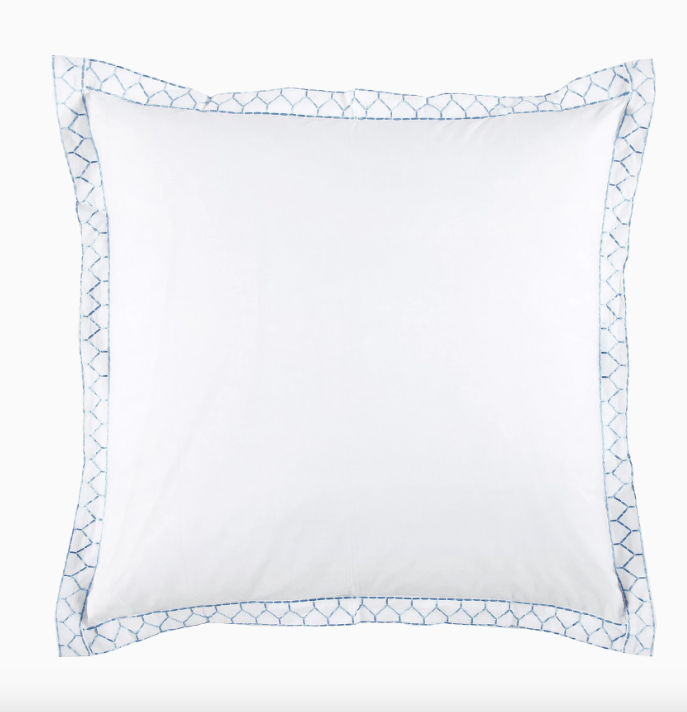 fig linens - john robshaw bedding - light indigo stitched euro sham