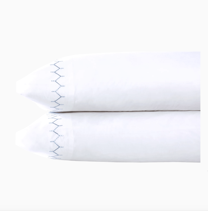 fig linens - john robshaw bedding - light indigo stitched pillowcases
